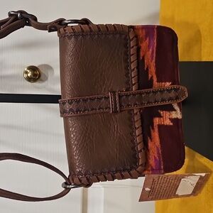 Justin Boots Brown Aztec Pattern Crossbody Bag, NWT
